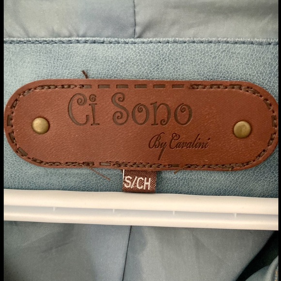 Faux leather blue jacket - Picture 3 of 4